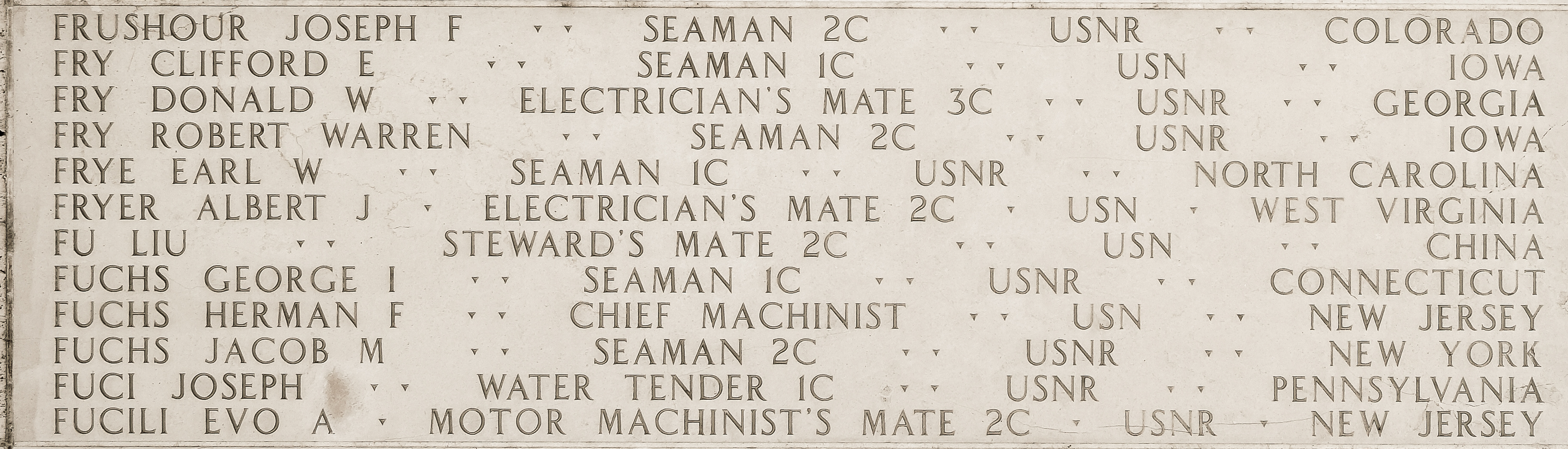 Donald W. Fry, Electrician's Mate Third Class